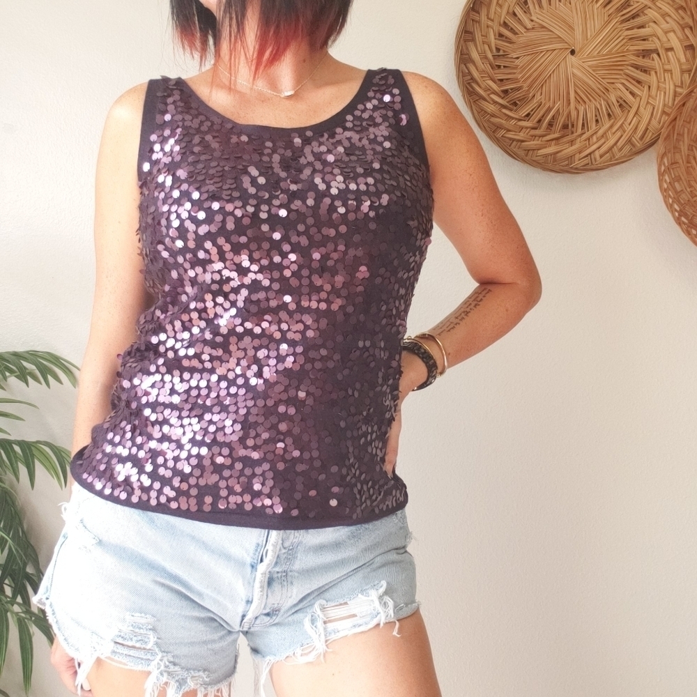 Eileen Fisher Merino wool sequin tank top